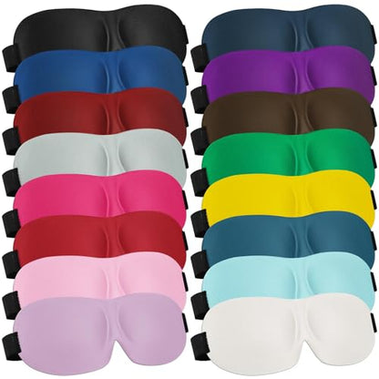 Bencailor 16 Pcs 3D Sleep Eye Mask 99% Blackout Mask with Adjustable Buckle No Eye Pressure Nose-Free Breathable Blindfold for Side/Back/Stomach Sleepers, Travel, Office Naps(Large) - size: Large