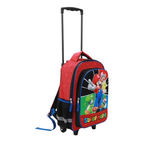 Bioworld Super Mario Bros 16 Retractable Trolly Backpack with Rolling Wheels - color: SMB Retractable