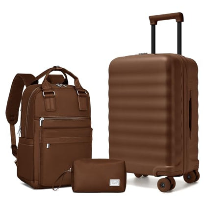 Carry On Luggage Set 3 Piece, Carry-on Suitcase With Wheels - color: BT-Mocha