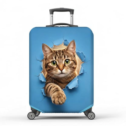 MAYJOYDIY Cat in the Crack Luggage Cover 3D Cat Elastic Baggage Covers Pet Animal Dust-Proof Suitcase Sleeve Anti-Scratch Washable Suitcase Protector Size L Fit 26-28 Inch Luggage - color: Cat in the Crack