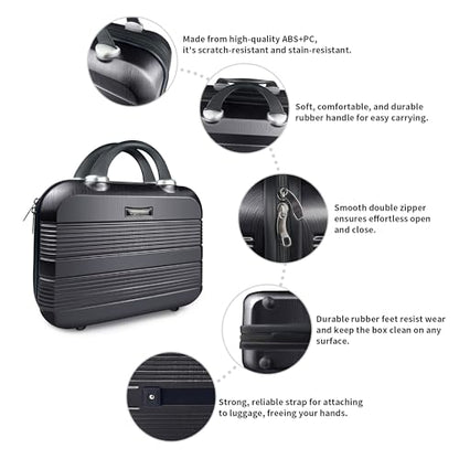 14 Inch Waterproof Hard Shell Travel Makeup Case (Black) - color: H007-Black-14 Inch