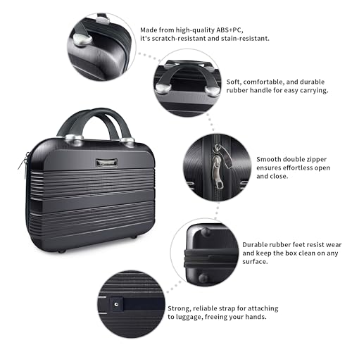 14 Inch Waterproof Hard Shell Travel Makeup Case (Black) - color: H007-Black-14 Inch