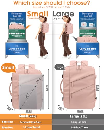 Capolo Travel Laptop Backpack Women Men Personal Item Weekender Travel Bag - color: Pink, size: Small