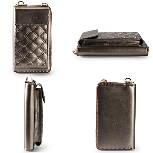 Montana West Crossbody Cell Phone Purse for Women RFID Blocking Cellphone Wallet - color: Bronze