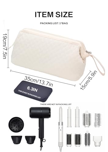 TeeYee Hair Tools Travel Bag for Dyson Airwrap Quilted Toiletry Bag - color: 002Beige