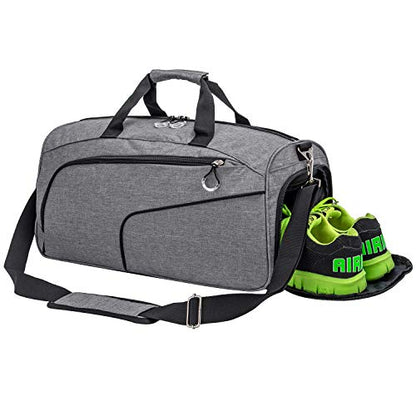 Sports Gym Bag with Shoes Compartment &Wet Pocket Gym Duffel Bag Overnight Bag for Men and Women - color: grey
