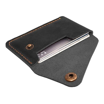 Leather Card Holder, Credit Card Wallet, Cardholder Wallet, Minimalist Wallet,Christmas Gift - color: Black