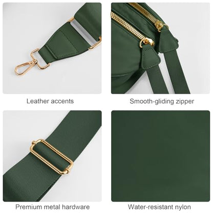 Checkered Crossbody Bags for Women, Large Nylon Bum Bags - color: Green
