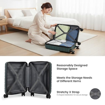 20" Carry-On Luggage,Suitcases w/4 Spinner Wheels,NO LOCK - color: Green, size: Carry on - 20 Inch