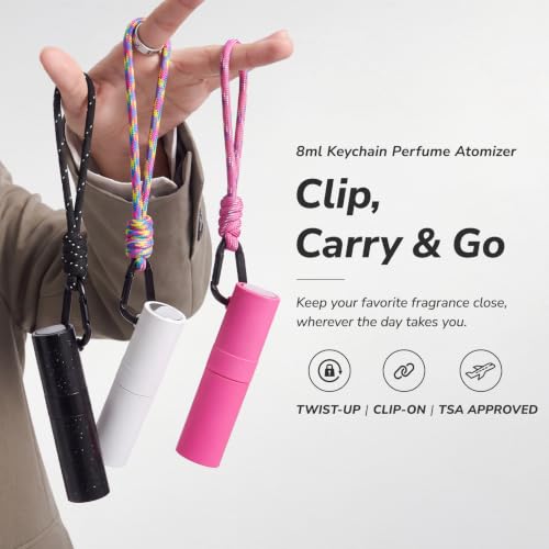 Lulupack Perfume Travel Refillable, 8ml Keychain Cologne Spray Bottle, 2PCS - color: rose red blue