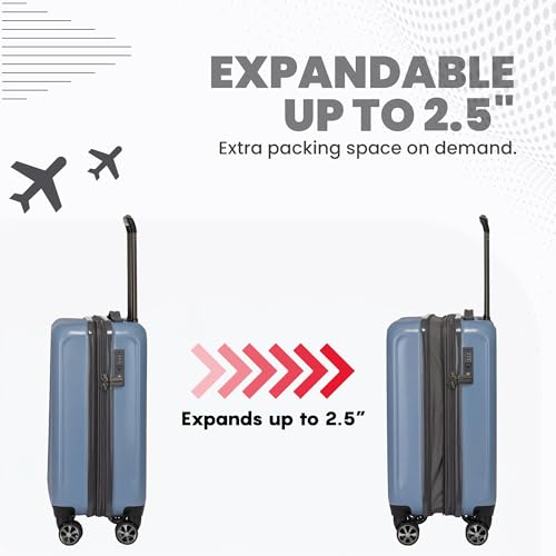 Spyder Rails Expandable Hardside Upright Suitcase with 360 Spinner Wheels, TSA Approved Lock, Denim, Large Checked - color: Denim, size: Large Checked