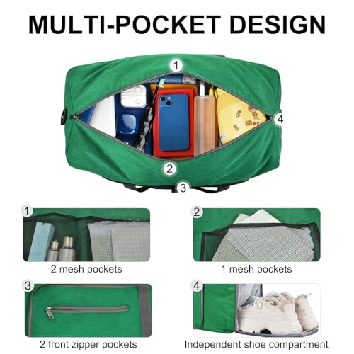 Felipe Varela Foldable Duffle Bag for Travel Weekend Overnight Gym Camping - color: Aqua Green, size: 65L