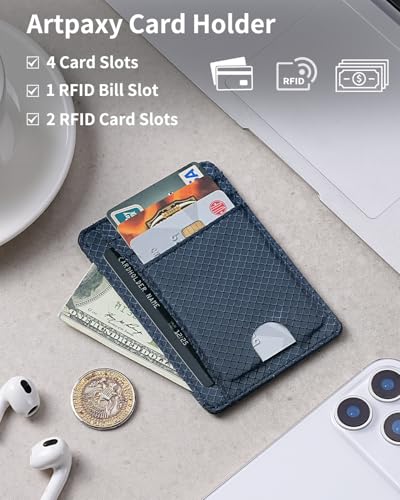Artpaxy 남성 및 여성용 슬림 지갑, 여행용 미니멀리스트 전면 포켓 카드 홀더, RFID 차단, 신분증, 현금 및 신용 카드용 방수 나일론 지갑, 다크 그레이., 미니멀리스트 - color: 다크 그레이.