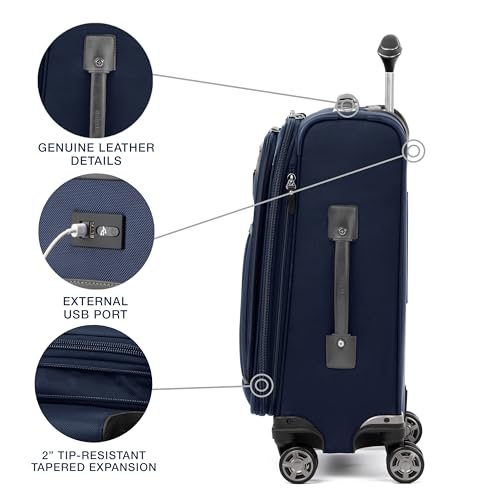 Travelpro Platinum Elite Carry-On Luggage Spinner, Navy, 21-Inch - color: Dark Blue, size: Carry-On 21-Inch