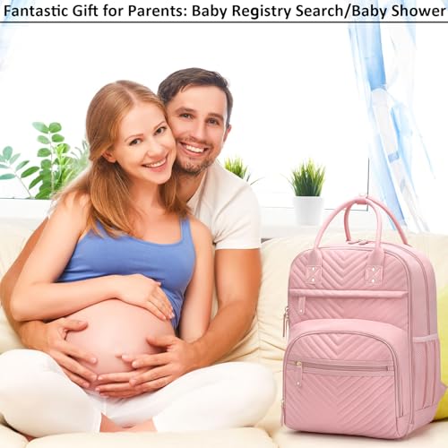 Tenot Diaper Bag Backpack for Women with Changing Pad Baby Pink - color: Baby Pink, style: With Extra Layer & Changing Pad