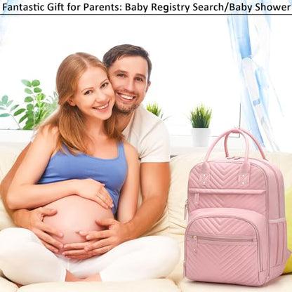 Tenot Diaper Bag Backpack for Women with Changing Pad Baby Pink - color: Baby Pink, style: With Extra Layer & Changing Pad