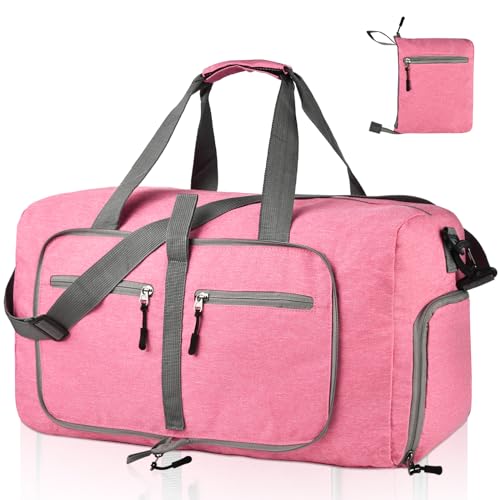 Dimayar 65L Foldable Duffle Bag, Travel & Weekender, Overnight, Gym - color: Pink, size: 65L