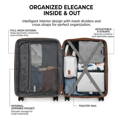 Rosamo 6-Piece Hard Shell Expandable Luggage Set, Airline Approved Carry-On - color: Silver