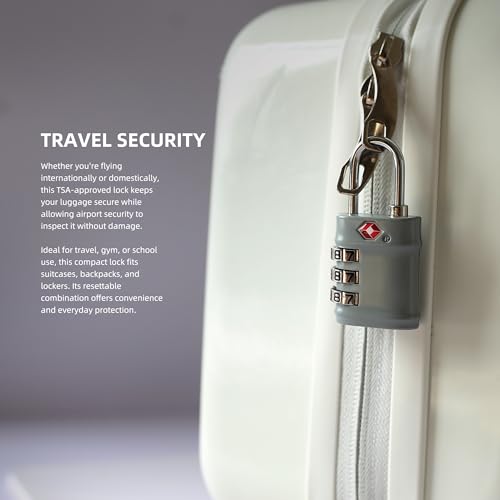 Luggage Locks TSA Approved 2 Pack, Combo Lock for Gym Locker, Small Combination Padlock, Padlock with Code for Travel Essentials, Suitcase, Zipper, Locker, Cabinet, Gun Case, Tool Box - color: Black+Gray, style: Steel Shackle