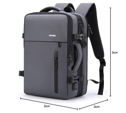 HOMIEE 40L Expandable Carry on Backpack Fit 15.6 Inch Laptop for Travel - color: Grey