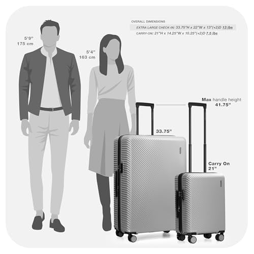 Travel Select Bridgetown Hardside Expandable Luggage Set w/TSA Lock, Nestable, Silver, 3-Piece (21/21/34) - color: Silver, size: 3 Piece Set