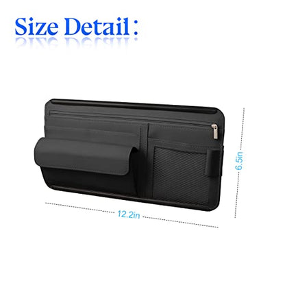 Zipelo 12.2 x 6.5 Inch PU Leather Car Sun Visor Organizer, Black - color: Style 2-Black