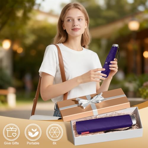 Travel Umbrella Compact Small Folding Windproof Lightweight for Women - color: 12.Dark Purple