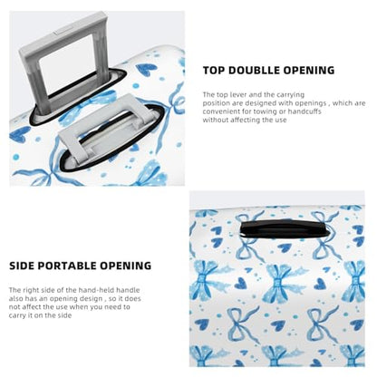 Travel Luggage Cover Blue Bows, High Elasticity Washable Travel Baggage Protector Case Fits 18-22 in - color: Blue Bows, size: 18-21 in