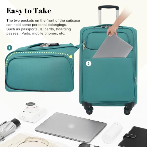 Merax 4-Piece Luggage Set 18/22/26/30,Softside Spinner Suitcase,Blue Green - color: Blue Green(18/22/26/30)