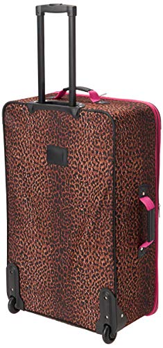 Rockland Vara Softside 3 Piece Upright Luggage Set, Expandable, (20"/28"/22" Rolling Duffel), Pink Leopard - color: Pink Leopard