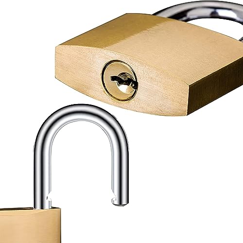 XFJSAK 2 Pack Key Locks(keyed Alike), Shackle Length 2.63in, Padlock with Keys, Long Shackle Padlocks with Keys, Gym Locker Padlocks, High Security Padlock, for Indoor, Gate, Garage - color: 2 pack 38mm - yellow