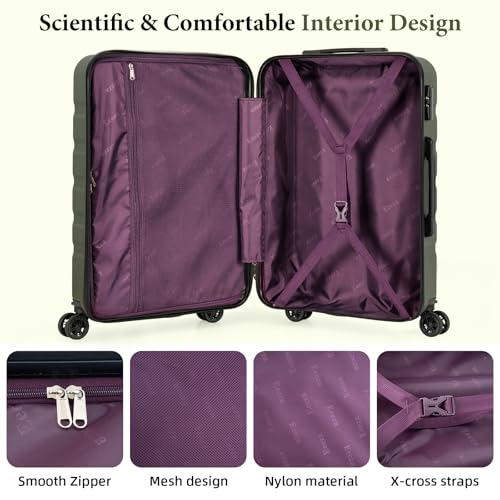 Eeeza Luggage Sets,5 Piece (20"/24"/28"/DB/TB) Green - color: Olive