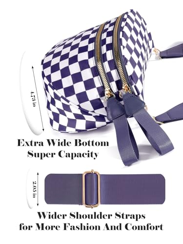 Checkered Crossbody Bag Bum Bag for Women,Spacious Fanny Packs Belt Bag - color: Cloudy Violet Checkered