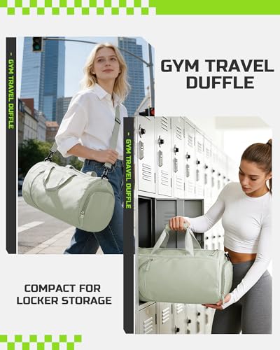 WISEPACK Gym Bag for Women with Shoe Compartment Travel Duffel Bag Green - color: I3-Grass Green