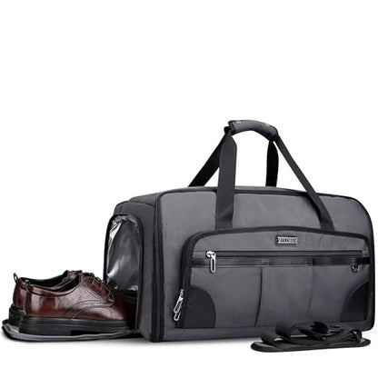 WITZMAN Garment Duffle Bags for Travel Men Suits 55L with Shoe Compartment - color: Silvery Grey