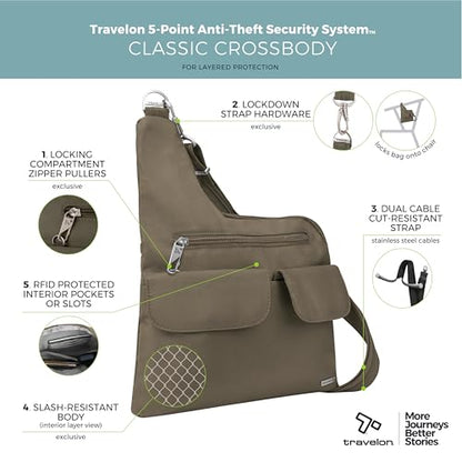 Travelon Anti-Theft Classic Crossbody Bag - color: Nutmeg
