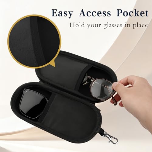 Double Sunglasses Case, Hard Shell Glasses Case for Men Women - color: Pu Orange