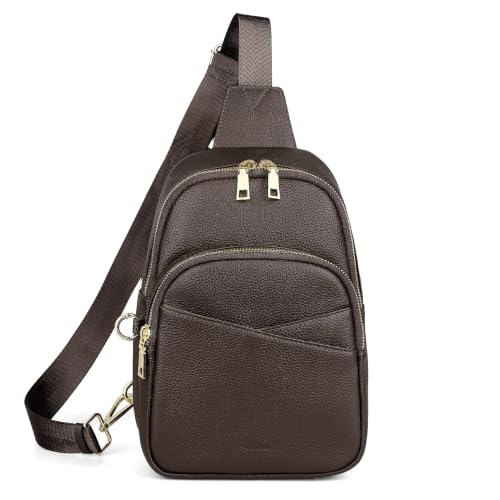 Anti Theft Sling Bag Leather Fanny Pack for Women Medium, Coffee - color: Coffee