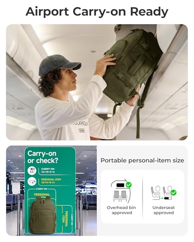 BAGSMART 17.3 inch Laptop Travel Backpack for Women & Men - Olive green - color: Olive Green