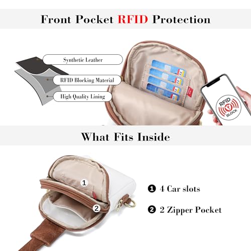 INICAT Touchscreen Crossbody Phone Purse, Small Sling Bag for Women - color: White Brown, size: Small