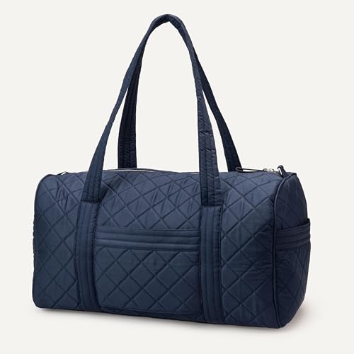 Amazon Essentials Women's Quilted Weekender Duffel Gym Bag with Trolley Sleeve, Navy, One Size - color: Navy