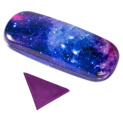PERFECTSIGHT Hard Shell Eyeglasses Case, PU Leather Protective Glasses Case, Cute Eyeglass Case for Women Men Girls - color: Milky Way