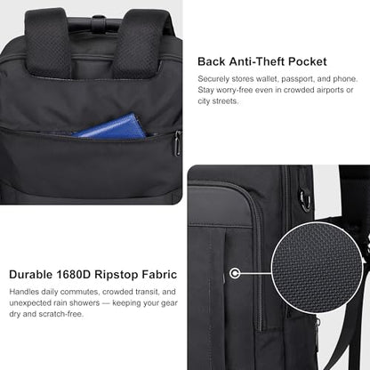 PIJUSHI Travel Backpack Carry On Slim Laptop Daypack 25L Fits 16" Laptop - color: Black