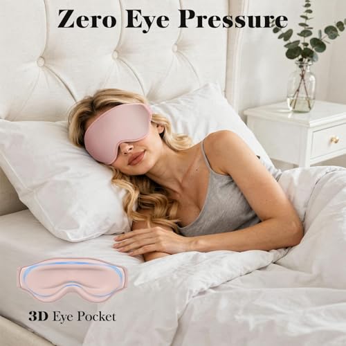 Fygrip 3D Eye Mask Sleep Mask for Men & Women, Pink - color: Pink