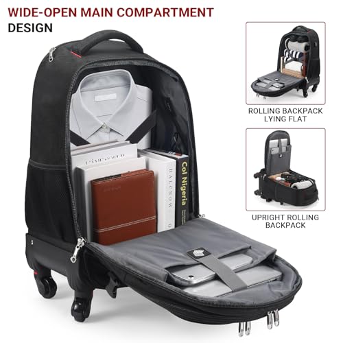 star cloud 4-Wheel Checked Rolling Backpack Extra-Large Roller Travel Laptop Backpack for Business, Water-Resistant Luggage, Backpack with Wheels for Commuting - size: Checked 24-Inch 55L