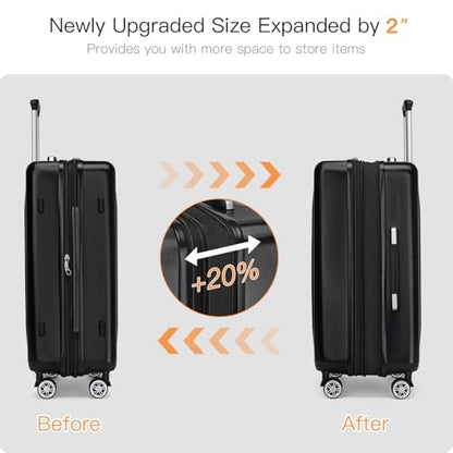 Kono Carry On Luggage 22x14x9 Airline Approved 20 Inch Expandable,Black - color: Black, size: 20"