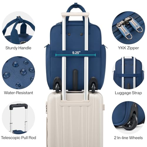 Hanke 16 Inch Expandable Carry on Luggage with 2 Wheels Airline Approved - color: Blue, size: 16 Inch EXT