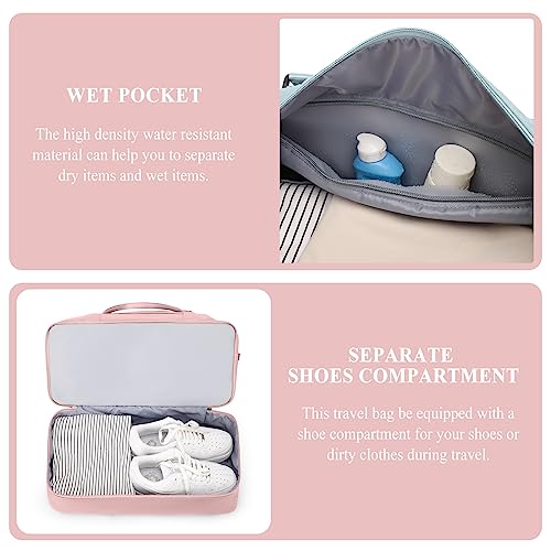 Weekender Bags for Women, Personal Item Travel Bag with Shoes Compartment - color: Pink, size: Large