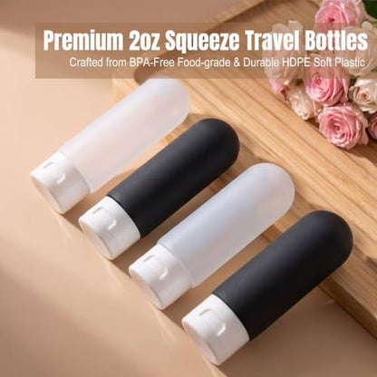 20 Pack Travel Bottles for Toiletries, Travel Containers with Pill Case - color: Dark Color B