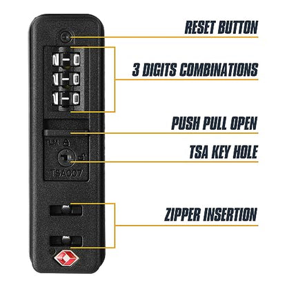 2-Pack TSA 3-Digit Combination Luggage Locks, Built-in Travel Lock EA354N - size: EA354N